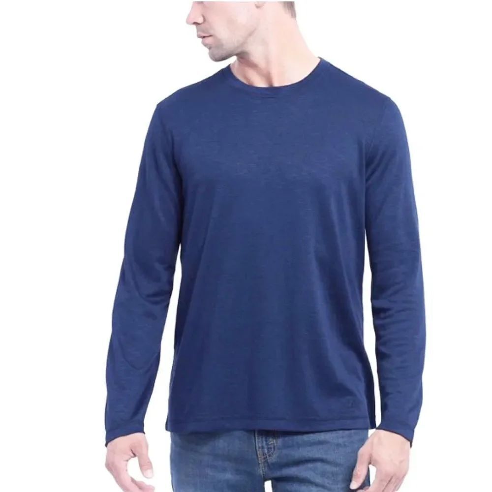 NEW Orvis long sleeve blue slub T shirt classic collection micro striped  XXL